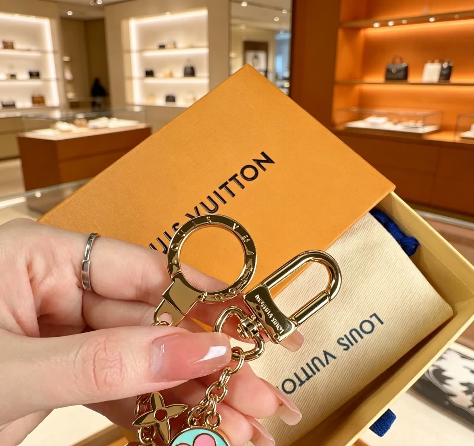Louis Vuitton Multicolored Flower Charm Keychain